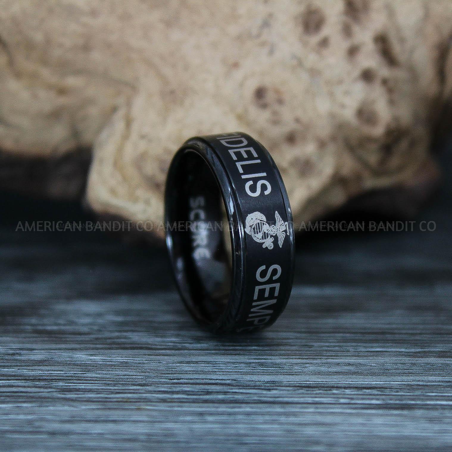 IMG_9454 Marines Ring, Semper Fidelis Ring, Marines Wedding Band, Camo Rings, Army Rings, Military Ring, Military Jewelry, Army Couple, Army Wife, Army Husband - Image 1