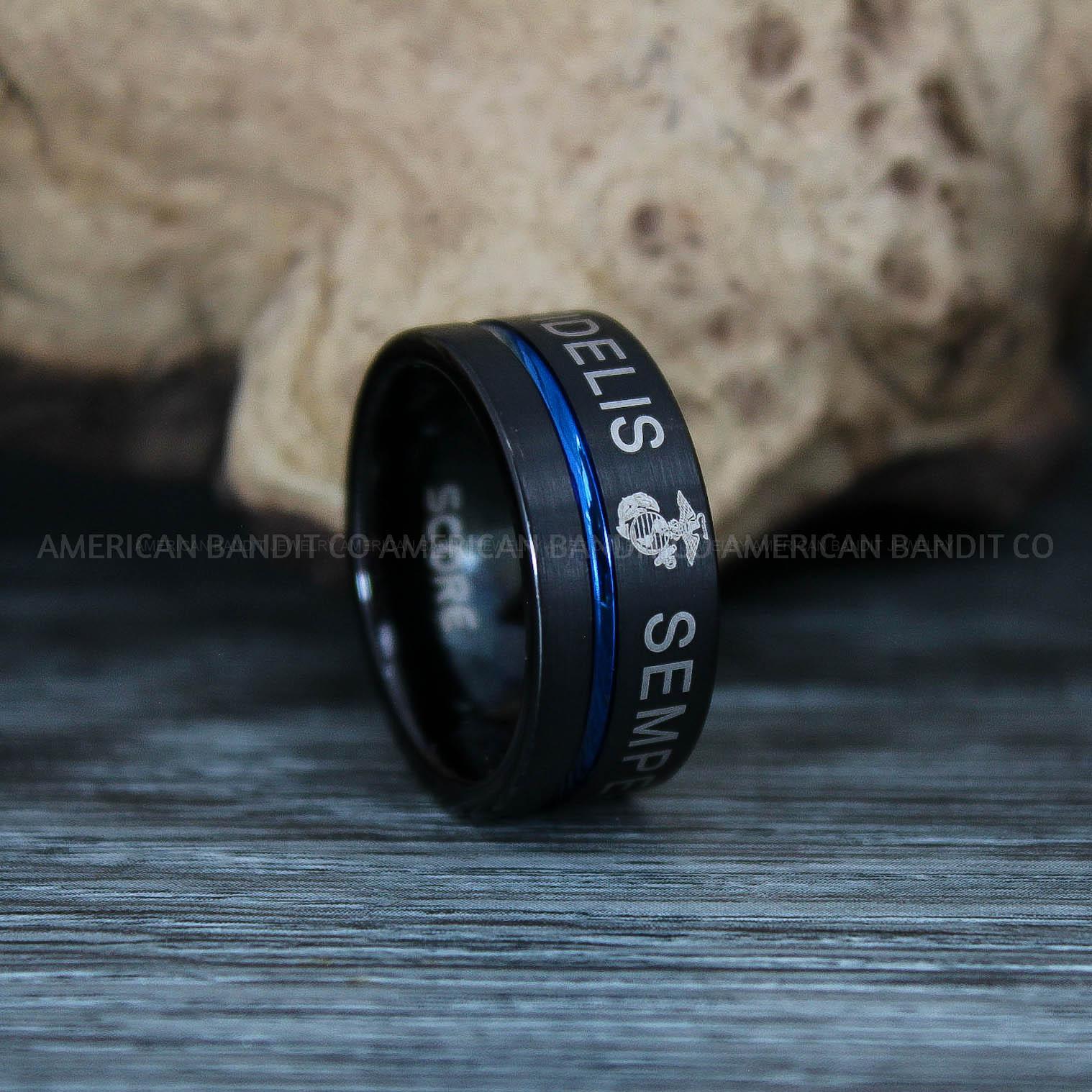 IMG_9457 Marines Ring, Semper Fidelis Ring, Marines Wedding Band, Camo Rings, Army Rings, Military Ring, Military Jewelry, Army Couple, Army Wife, Army Husband - Image 1