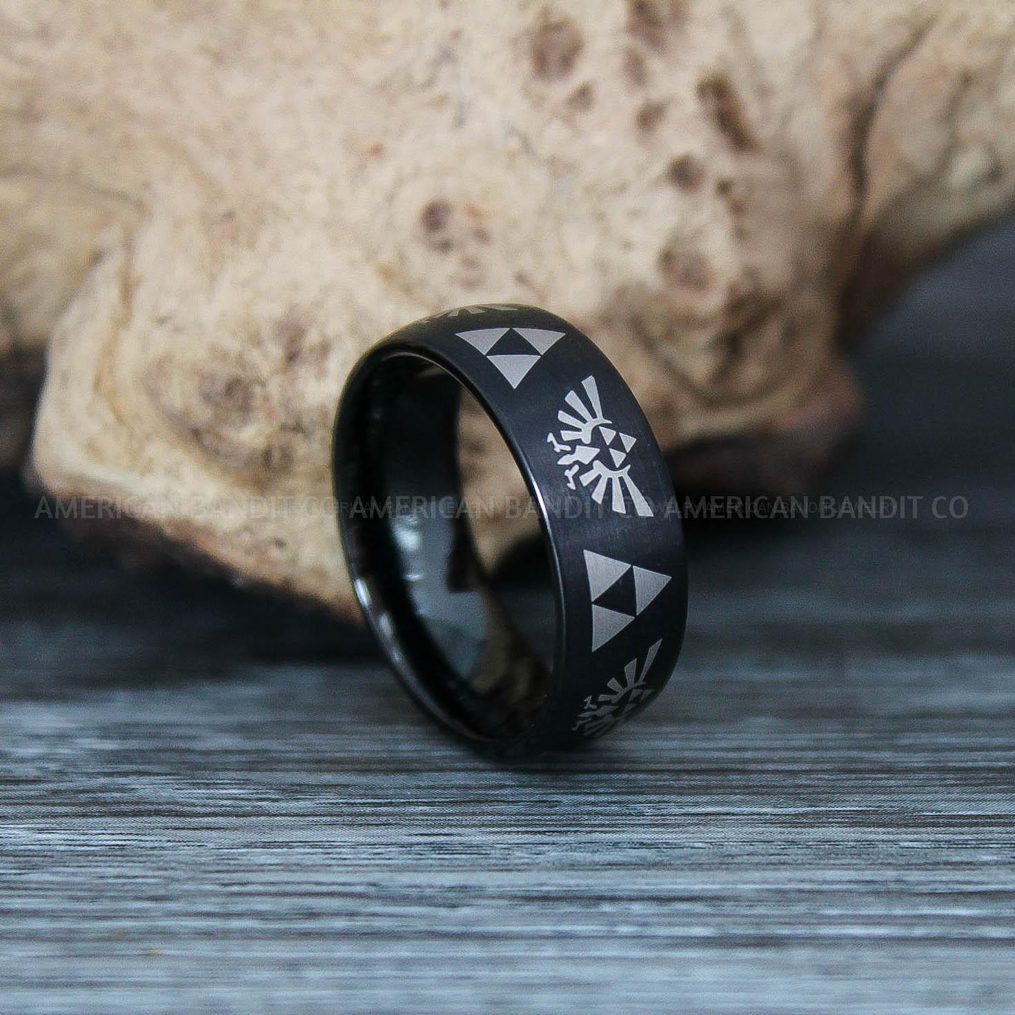IMG_9459 Zelda Ring, Zelda Wedding Ring, Gamer Ring, Gamer Jewelry, Zelda Wedding Band, Gamer Wedding Ring, Black Wedding Ring - Image 1