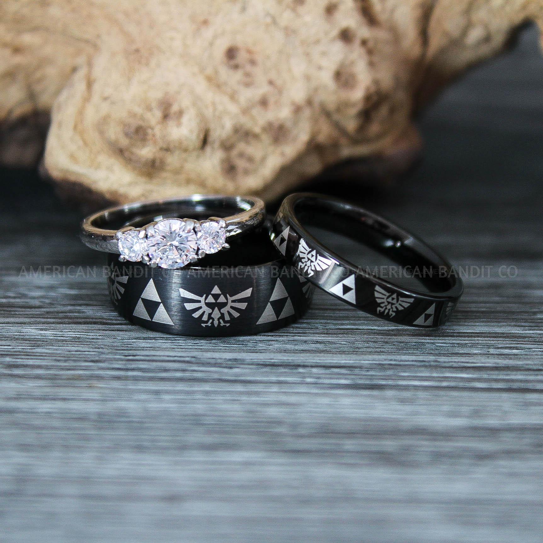IMG_9468 Zelda Rings, Zelda Wedding Rings, Gamer Rings, Gamer Jewelry, Zelda Wedding Bands, Gamer Wedding Rings, Black Wedding Rings - Image 1