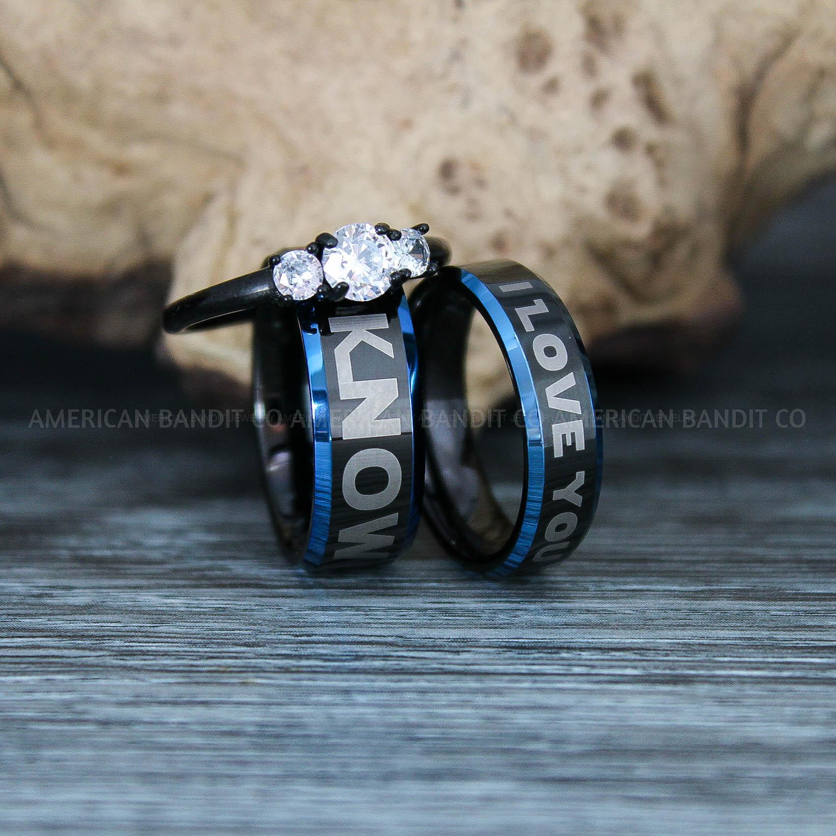 IMG_9474 I Love You I Know Rings, Aurebesh Rings, Black Wedding Bands, Aurebesh Wedding Bands, Aurebesh Wedding Rings, Aurebesh Jewelry - Image 1