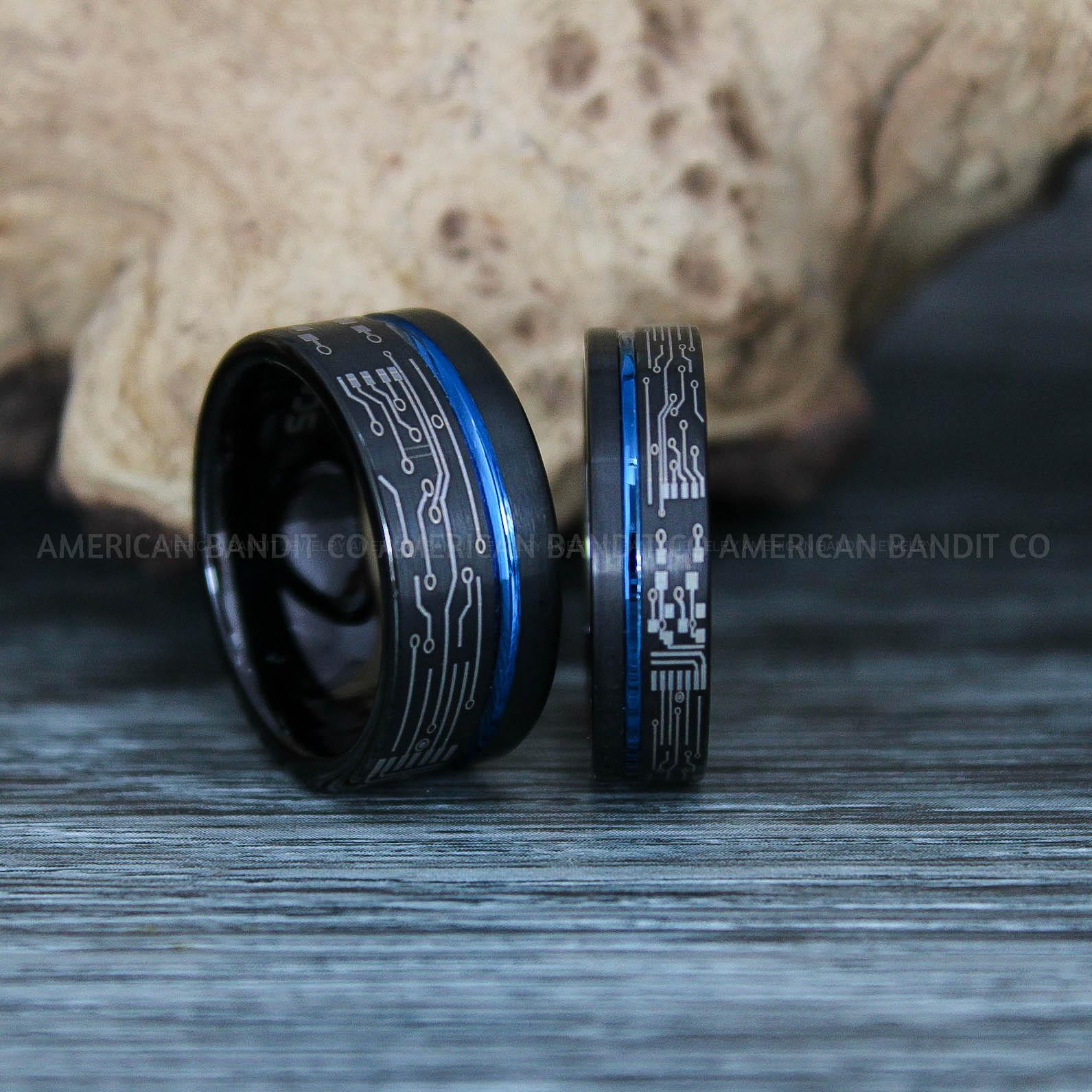 IMG_9480 Circuit Board Rings, Couple Rings, Circuit Board Wedding Bands, Gamer Rings, Gamer Wedding Bands, Gamer Wedding Rings - Image 1