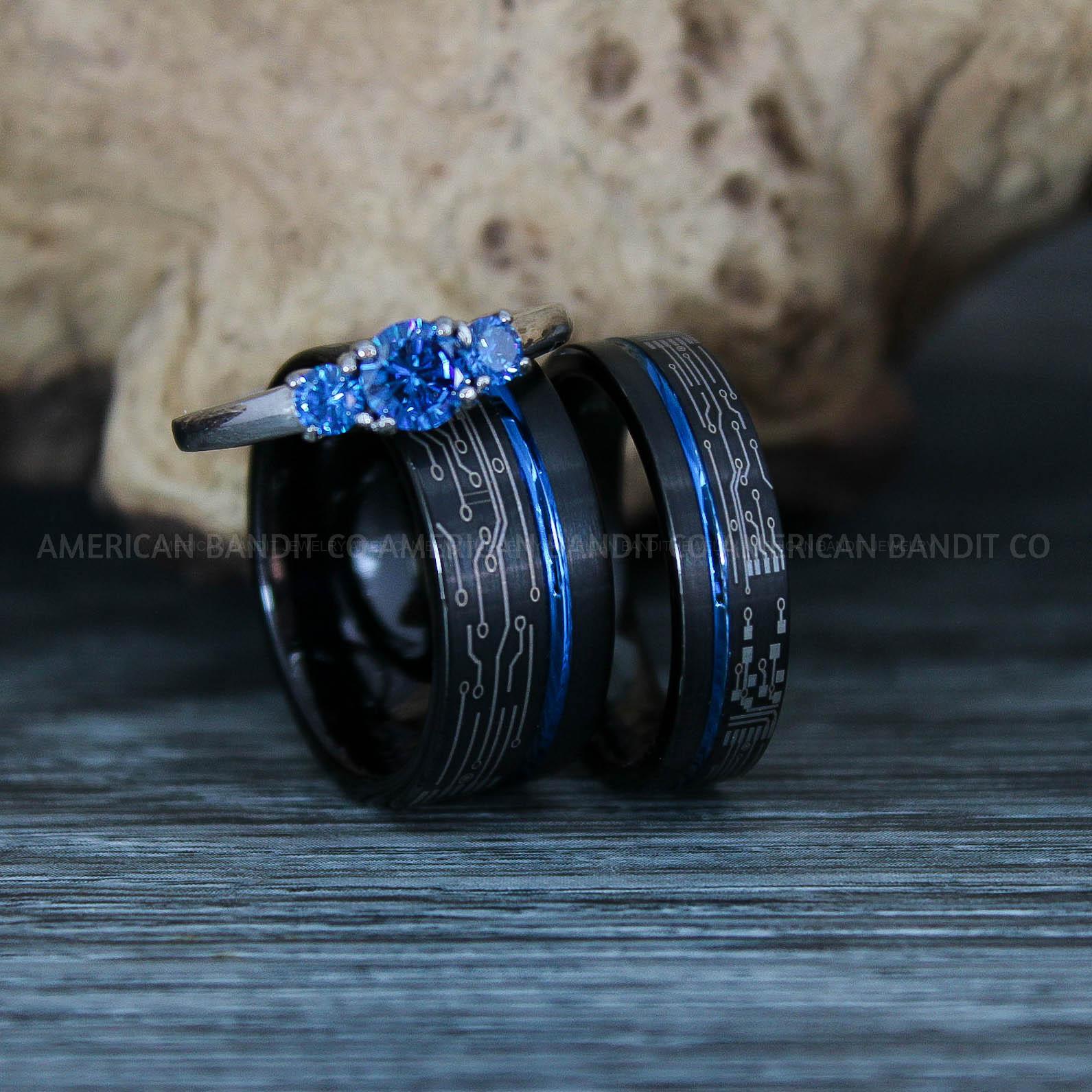 IMG_9482 Circuit Board Rings, Couple Rings, Circuit Board Wedding Bands, Gamer Rings, Gamer Wedding Bands, Gamer Wedding Rings - Image 1