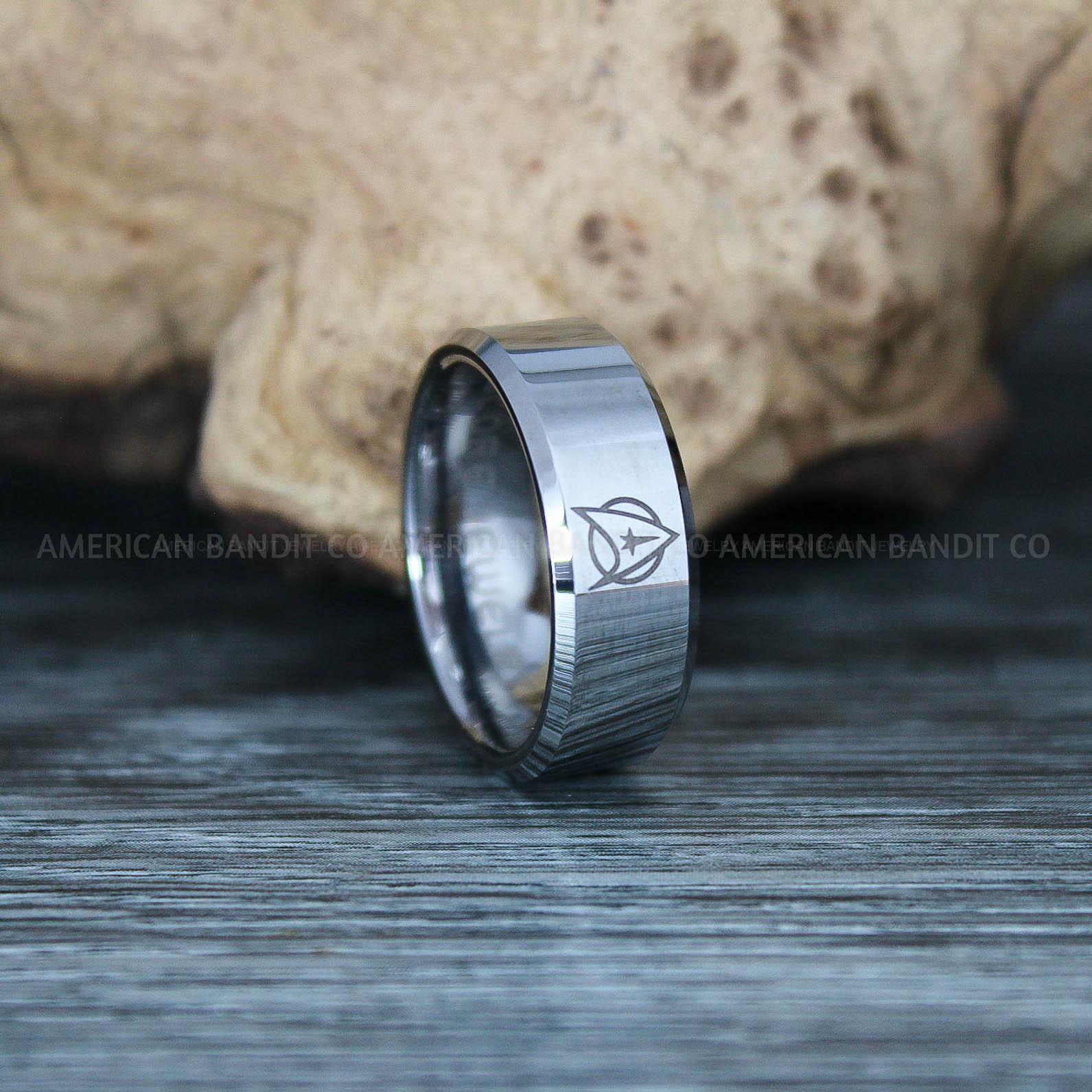 IMG_9490 Star Trek Ring, Star Trek Wedding Band, Silver Star Trek Wedding Ring, Star Trek Wedding Ring, Star Trek Jewelry - Image 1