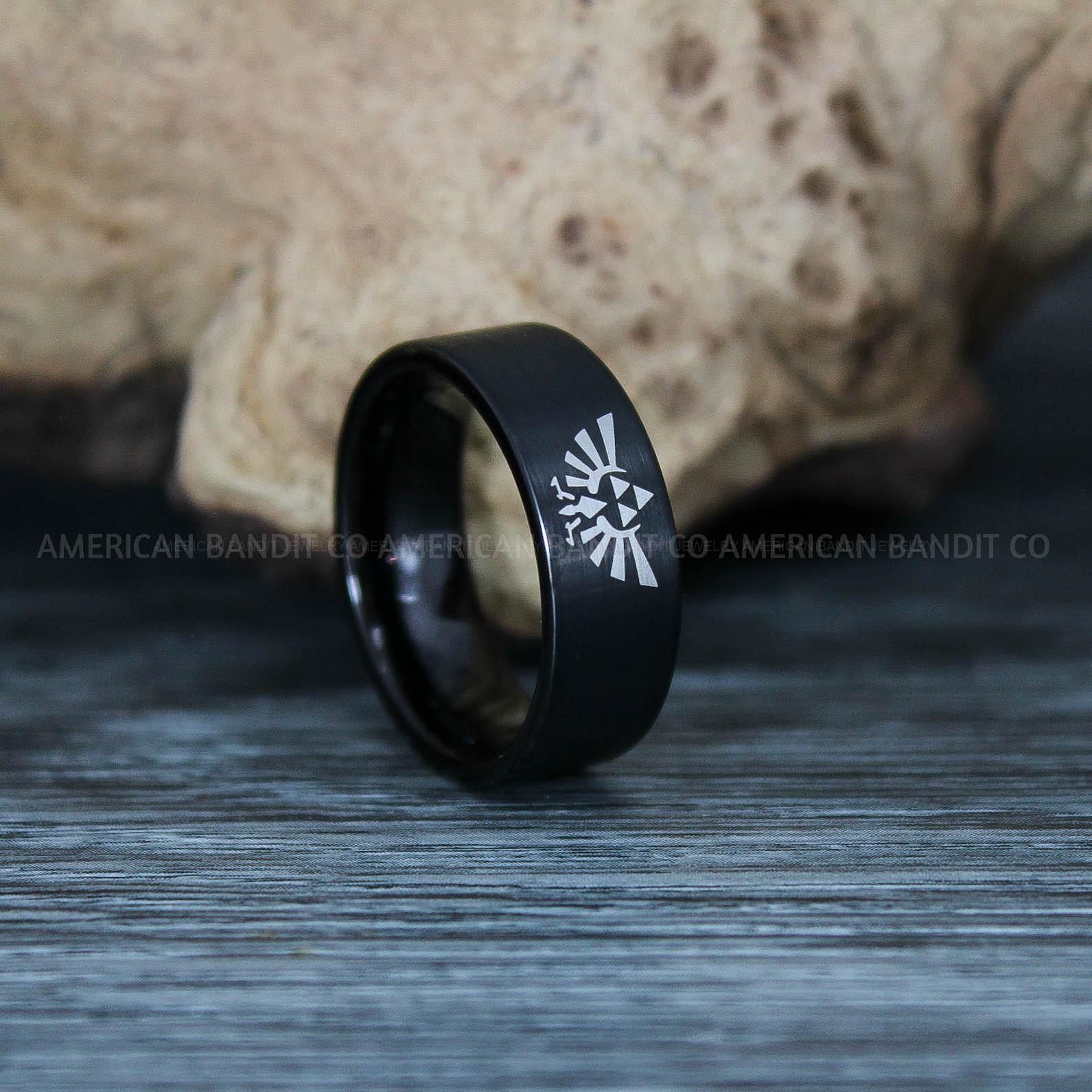 IMG_9499 Zelda Ring, Zelda Wedding Ring, Gamer Ring, Gamer Jewelry, Zelda Wedding Band, Gamer Wedding Ring, Black Wedding Ring - Image 1