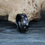 Lion Ring, Lion Tracks Ring, Black Tungsten Ring, Black Wedding Band, Hunting Ring, Lion Tracks Wedding Band