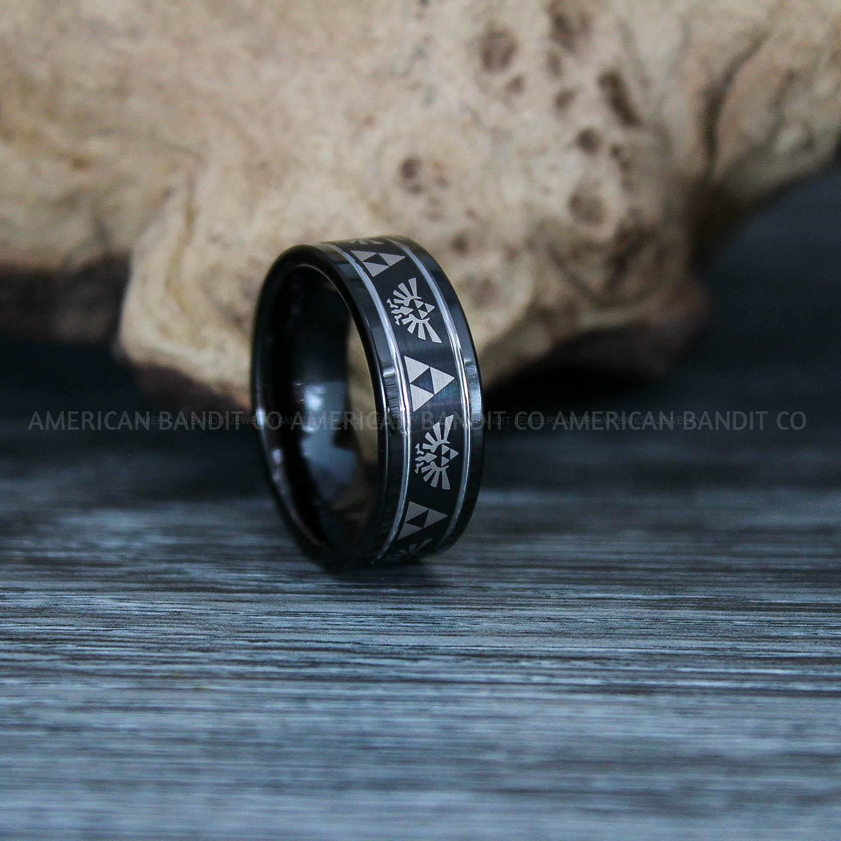 IMG_9501 Zelda Ring, Zelda Wedding Ring, Gamer Ring, Gamer Jewelry, Zelda Wedding Band, Gamer Wedding Ring, Black Wedding Ring - Image 1
