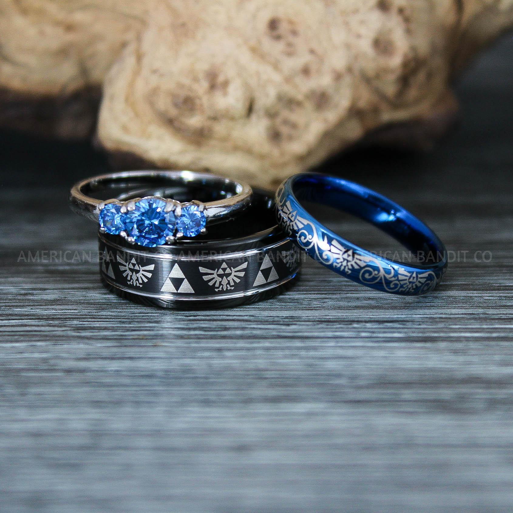 IMG_9504 Zelda Rings, Zelda Wedding Rings, Gamer Rings, Gamer Jewelry, Zelda Wedding Bands, Gamer Wedding Rings, Black Wedding Rings - Image 1