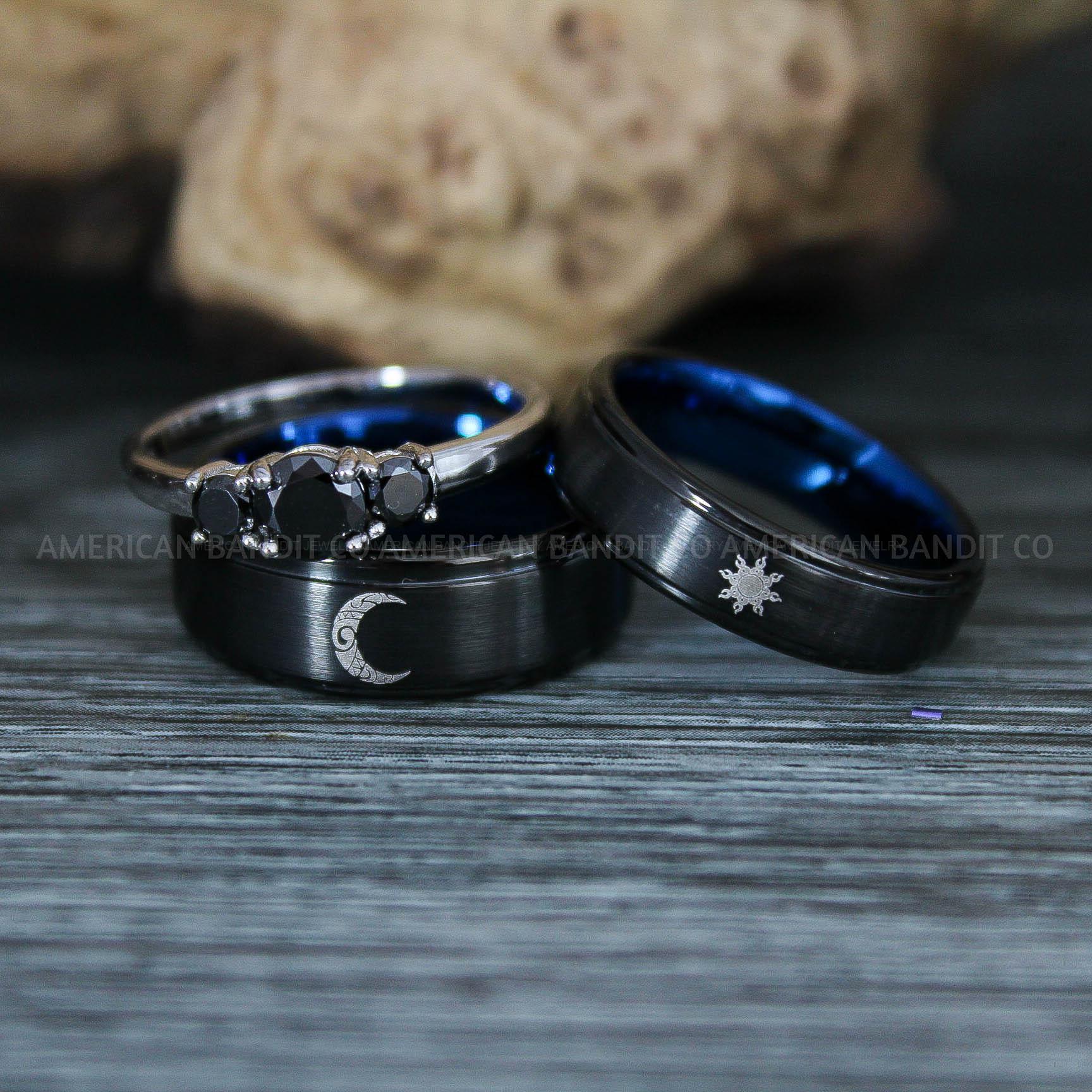 IMG_9512 Sun and Moon Rings, Sun and Moon Wedding Rings, Sun and Moon Wedding Bands, Sun and Moon Jewelry, Couple Rings, Matching Couple Rings - Image 1