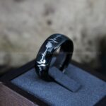 Heartbeat Rings, Couple Rings, Black Wedding Bands, Black Wedding Rings, Heartbeat Wedding Bands - Image 4