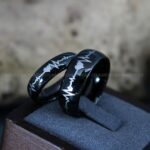 Heartbeat Rings, Couple Rings, Black Wedding Bands, Black Wedding Rings, Heartbeat Wedding Bands - Image 3