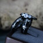 Heartbeat Rings, Couple Rings, Black Wedding Bands, Black Wedding Rings, Heartbeat Wedding Bands