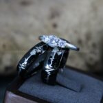 Heartbeat Rings, Couple Rings, Black Wedding Bands, Black Wedding Rings, Heartbeat Wedding Bands