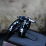 Heartbeat Rings, Couple Rings, Black Wedding Bands, Black Wedding Rings, Heartbeat Wedding Bands