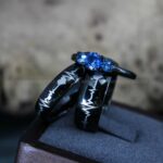 Heartbeat Rings, Couple Rings, Black Wedding Bands, Black Wedding Rings, Heartbeat Wedding Bands