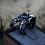 Heartbeat Rings, Couple Rings, Black Wedding Bands, Black Wedding Rings, Heartbeat Wedding Bands
