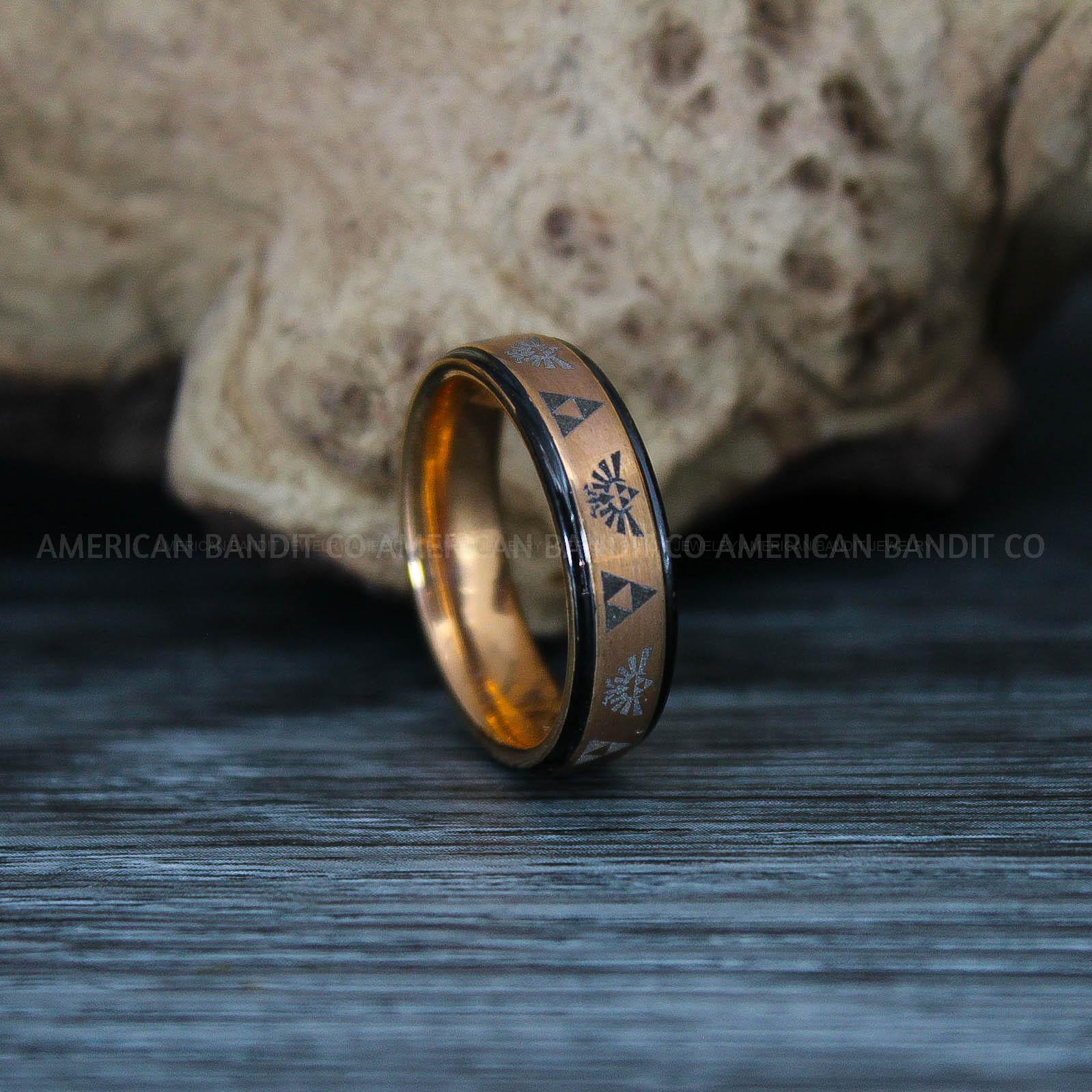 IMG_9543 Zelda Ring, Zelda Wedding Ring, Gamer Ring, Gamer Jewelry, Zelda Wedding Band, Gamer Wedding Ring, Rose Gold Wedding Ring - Image 1