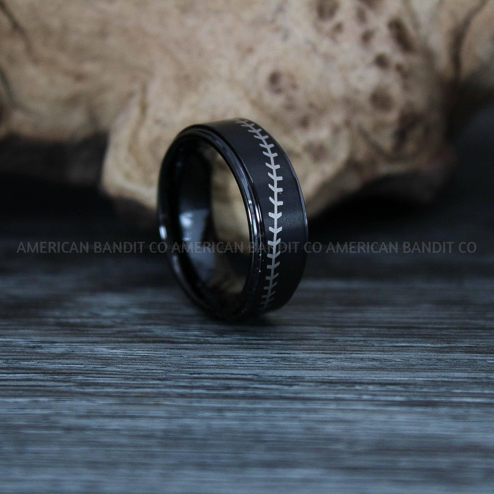 IMG_9549 Baseball Rings, Baseball Wedding Rings, Baseball Wedding Bands, Black Baseball Rings, Black Wedding Bands, Black Baseball Wedding Bands, Baseball Jewelry - Image 1