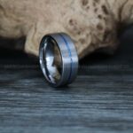Silver Wedding Ring, Silver Wedding Band, Silver Tungsten Ring with Blue Groove