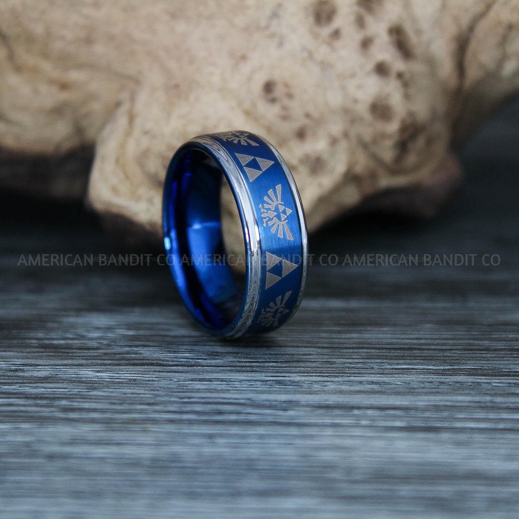 IMG_9551 Zelda Rings, Zelda Wedding Rings, Gamer Rings, Gamer Jewelry, Zelda Wedding Bands, Gamer Wedding Rings, Blue Wedding Rings - Image 1