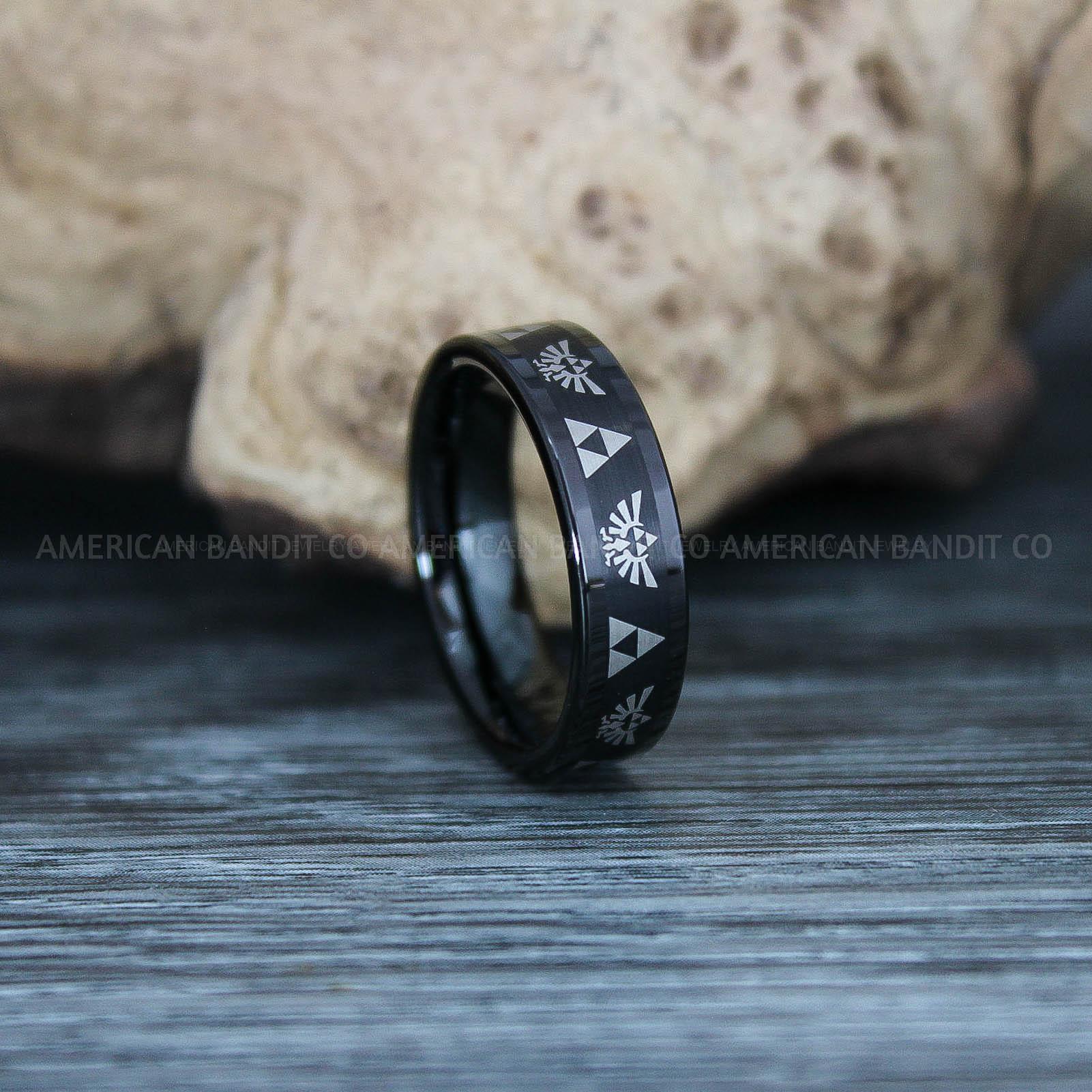 IMG_9563 Zelda Rings, Zelda Wedding Rings, Gamer Rings, Gamer Jewelry, Zelda Wedding Bands, Gamer Wedding Rings, Black Wedding Rings - Image 1