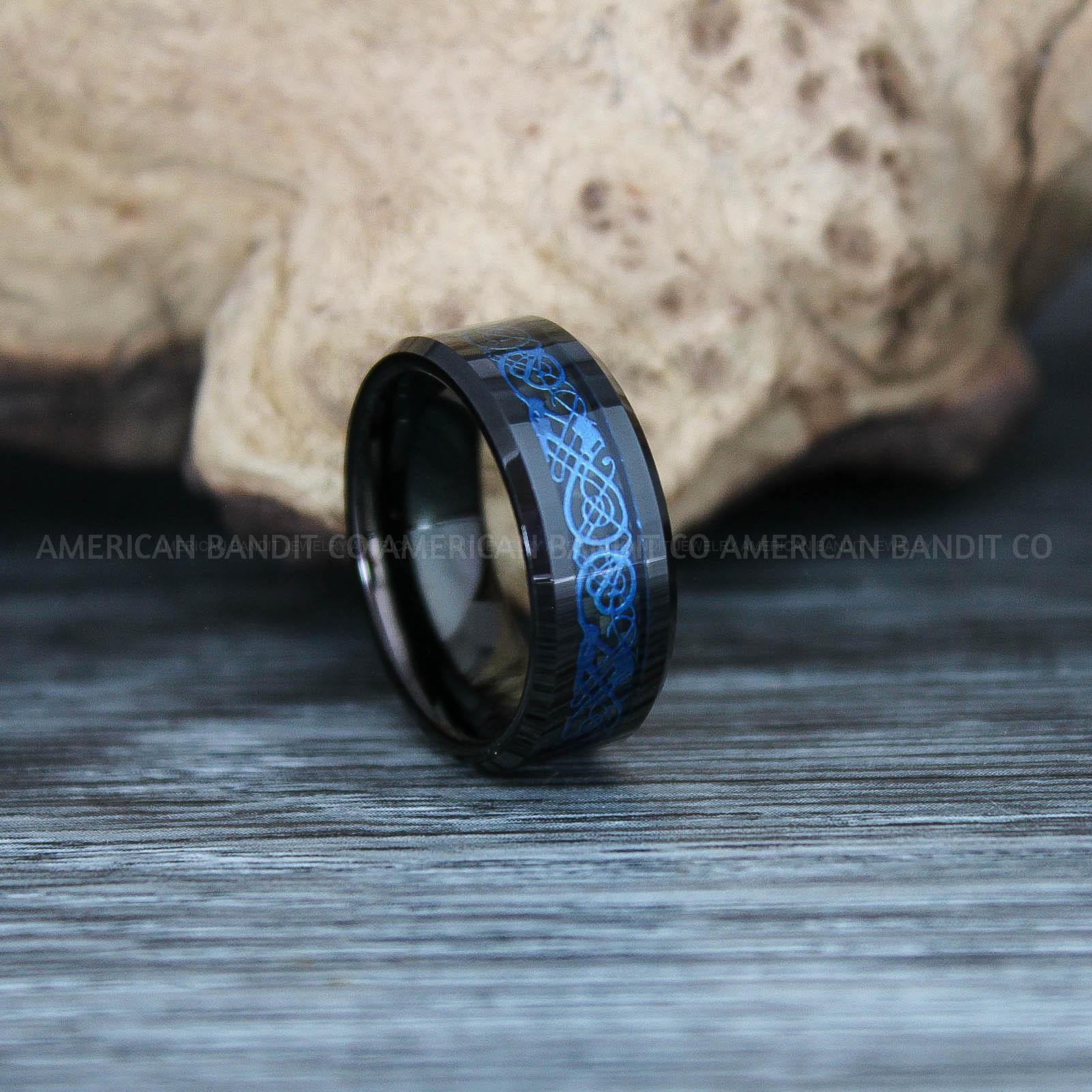 IMG_9565 Vikings Rings, Dragon Rings, Dragon Scroll Rings, Vikings Wedding Bands, Black Wedding Bands - Image 1