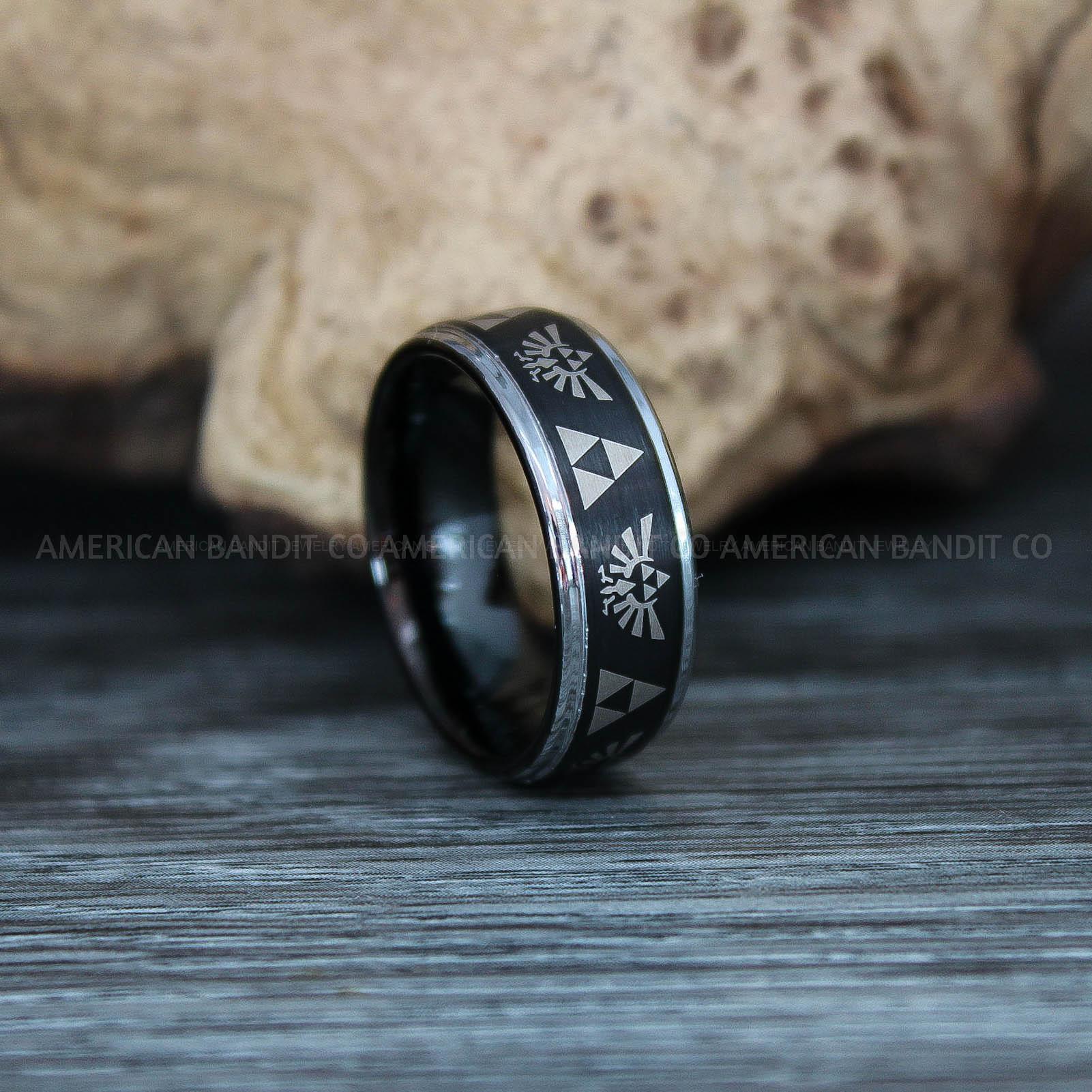 IMG_9569 Zelda Rings, Zelda Wedding Rings, Gamer Rings, Gamer Jewelry, Zelda Wedding Bands, Gamer Wedding Rings, Black Wedding Rings - Image 1