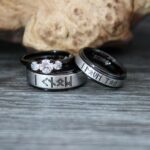 Til Valhalla Rings, Viking Rings, Runes Rings, Valknut Rings, Nordic Rings, Norsemen Rings, Nordic Runes Rings, Black Tungsten Bands