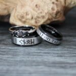 Til Valhalla Rings, Viking Rings, Runes Rings, Valknut Rings, Nordic Rings, Norsemen Rings, Nordic Runes Rings, Black Tungsten Bands