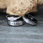 Til Valhalla Rings, Viking Rings, Runes Rings, Valknut Rings, Nordic Rings, Norsemen Rings, Nordic Runes Rings, Black Tungsten Bands