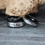 Til Valhalla Rings, Viking Rings, Runes Rings, Valknut Rings, Nordic Rings, Norsemen Rings, Nordic Runes Rings, Black Tungsten Bands