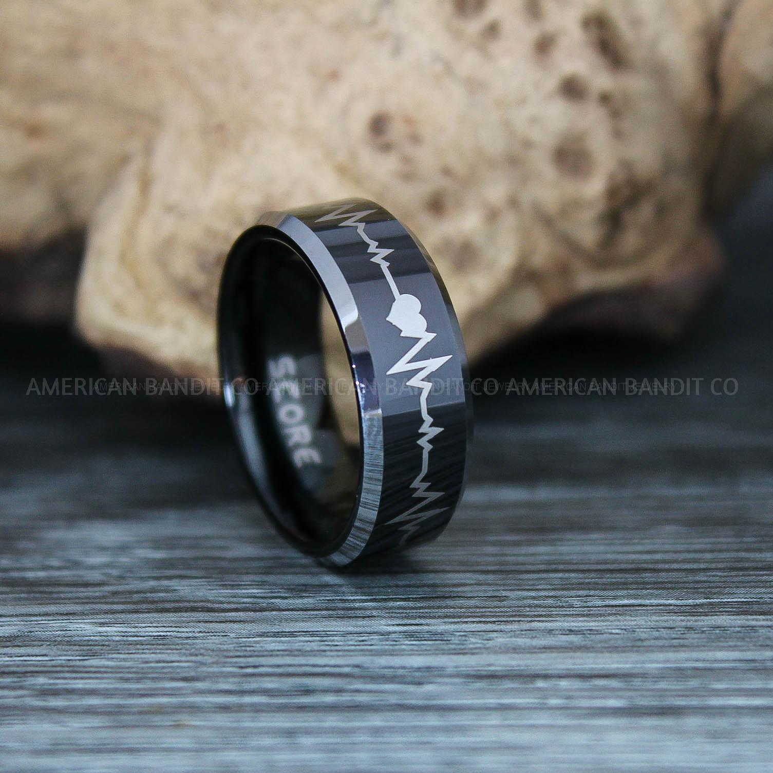 IMG_9585 Heartbeat Ring, Black Wedding Band, Black Wedding Ring, Heartbeat Wedding Band - Image 1