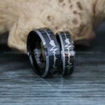 Heartbeat Rings, Black Wedding Bands, Black Wedding Rings, Heartbeat Wedding Bands - Image 4