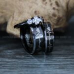 Heartbeat Rings, Black Wedding Bands, Black Wedding Rings, Heartbeat Wedding Bands