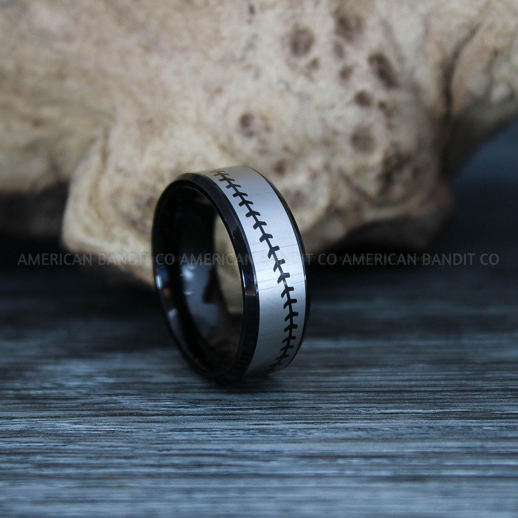 IMG_9596 Baseball Rings, Baseball Wedding Rings, Baseball Wedding Bands, Black Baseball Rings, Black Wedding Bands, Black Baseball Wedding Bands, Baseball Jewelry - Image 1