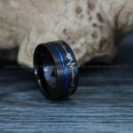 Heartbeat Ring, Black Wedding Band, Black Wedding Ring, Heartbeat Wedding Band