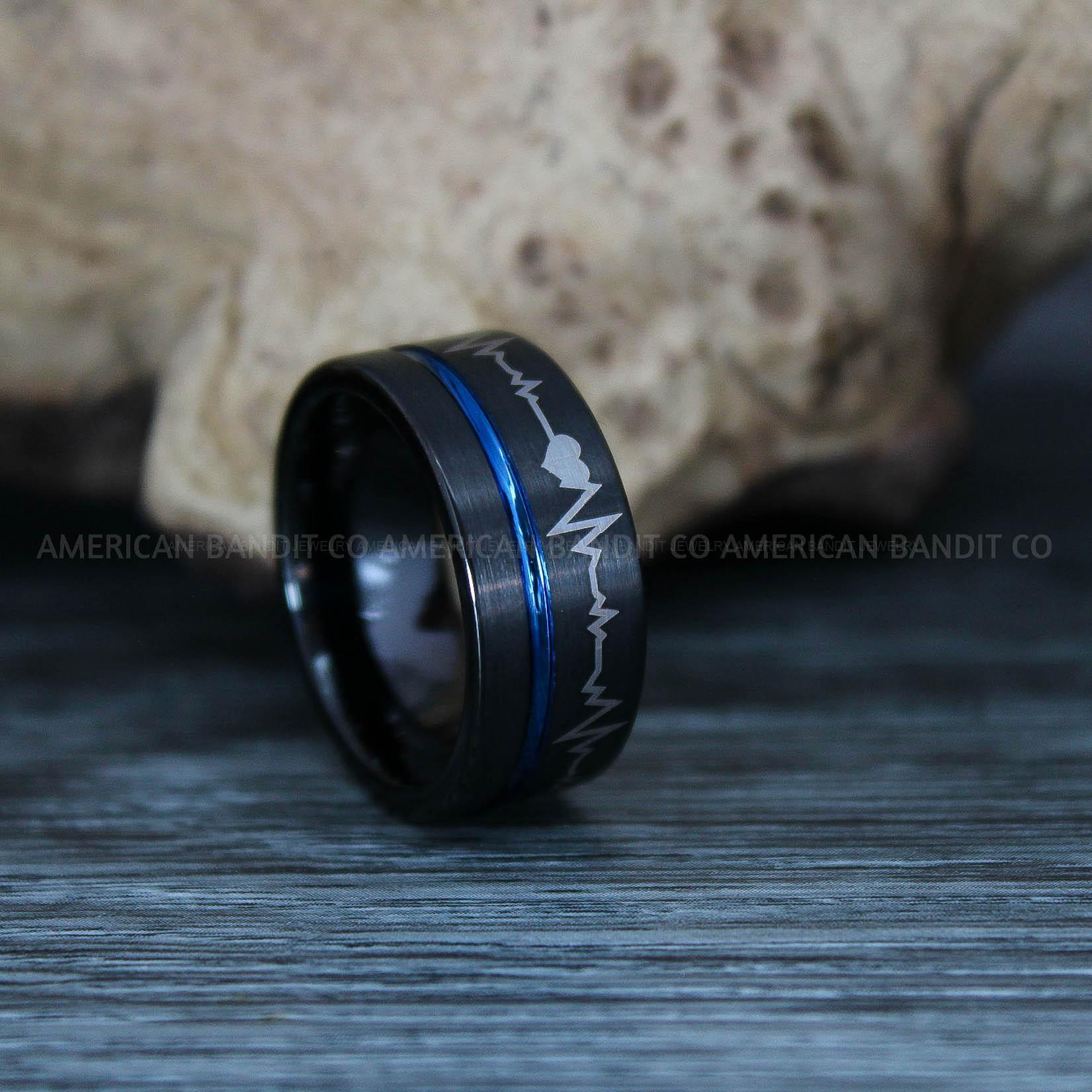 IMG_9597 Heartbeat Ring, Black Wedding Band, Black Wedding Ring, Heartbeat Wedding Band - Image 1