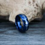 Heartbeat Ring, Blue Wedding Band, Blue Wedding Ring, Heartbeat Wedding Band