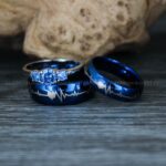 Heartbeat Rings, Couple Rings, Blue Wedding Bands, Blue Wedding Rings, Heartbeat Wedding Bands