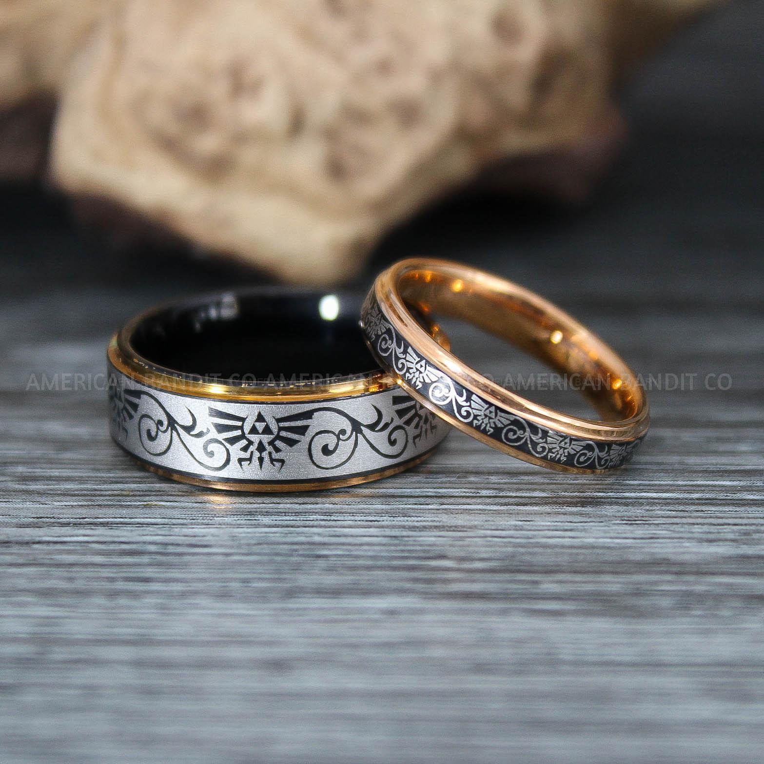 IMG_9612 Zelda Rings, Zelda Wedding Rings, Gamer Rings, Gamer Jewelry, Zelda Wedding Bands, Gamer Wedding Rings, Black Wedding Rings - Image 1