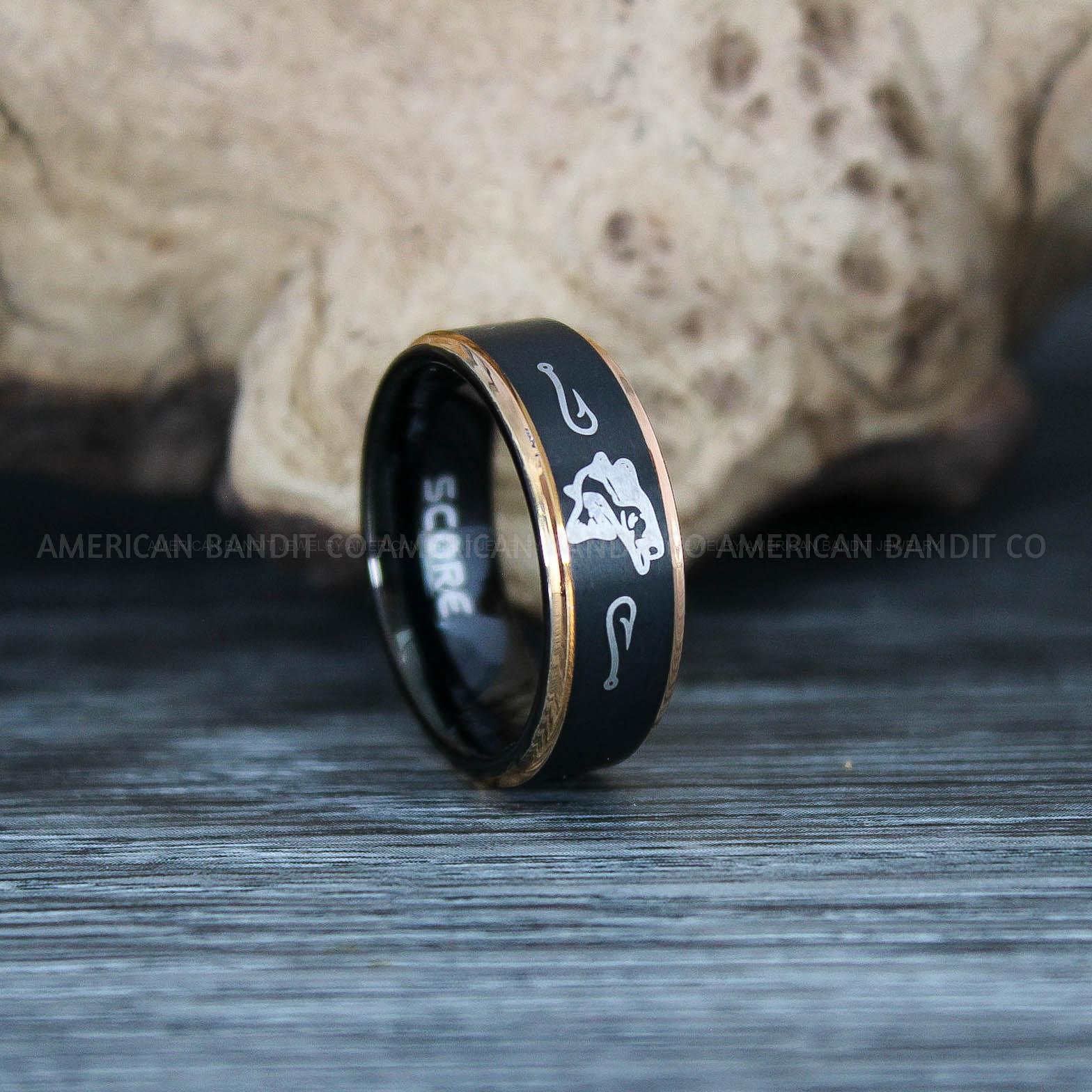 IMG_9617 Fishing Ring, Fisherman Ring, Fishing Jewelry, Fishing Wedding Band, Hunting Ring, Fish Hooks Ring, Fishing Wedding Ring - Image 1