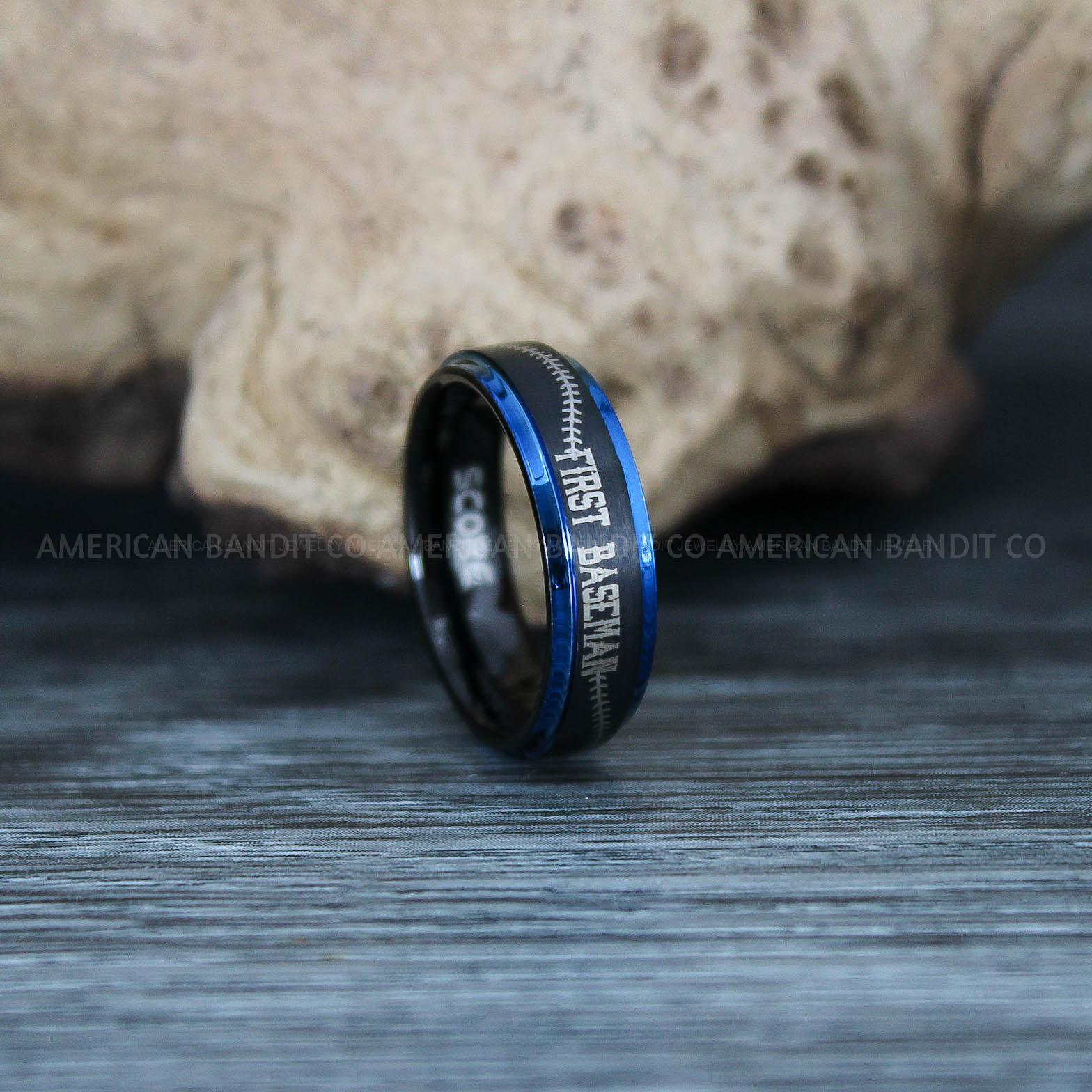 IMG_9618 Baseball Rings, Baseball Wedding Rings, Baseball Wedding Bands, Black Baseball Rings, Black Wedding Bands, Black Baseball Wedding Bands, Baseball Jewelry - Image 1
