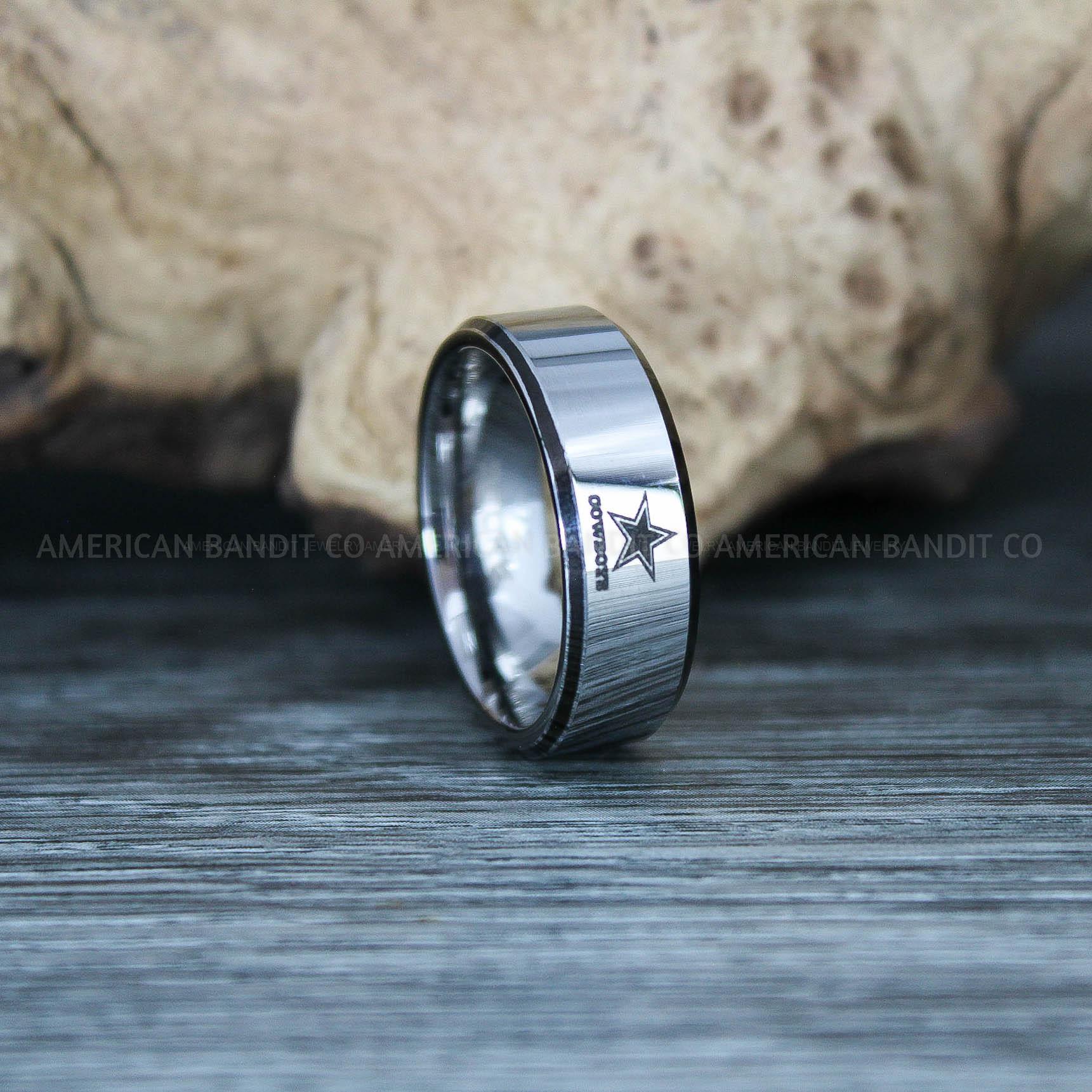 IMG_9623 Cowboys Ring, Football Ring, Cowboys Wedding Ring, Cowboys Wedding Band, Silver Wedding Ring - Image 1