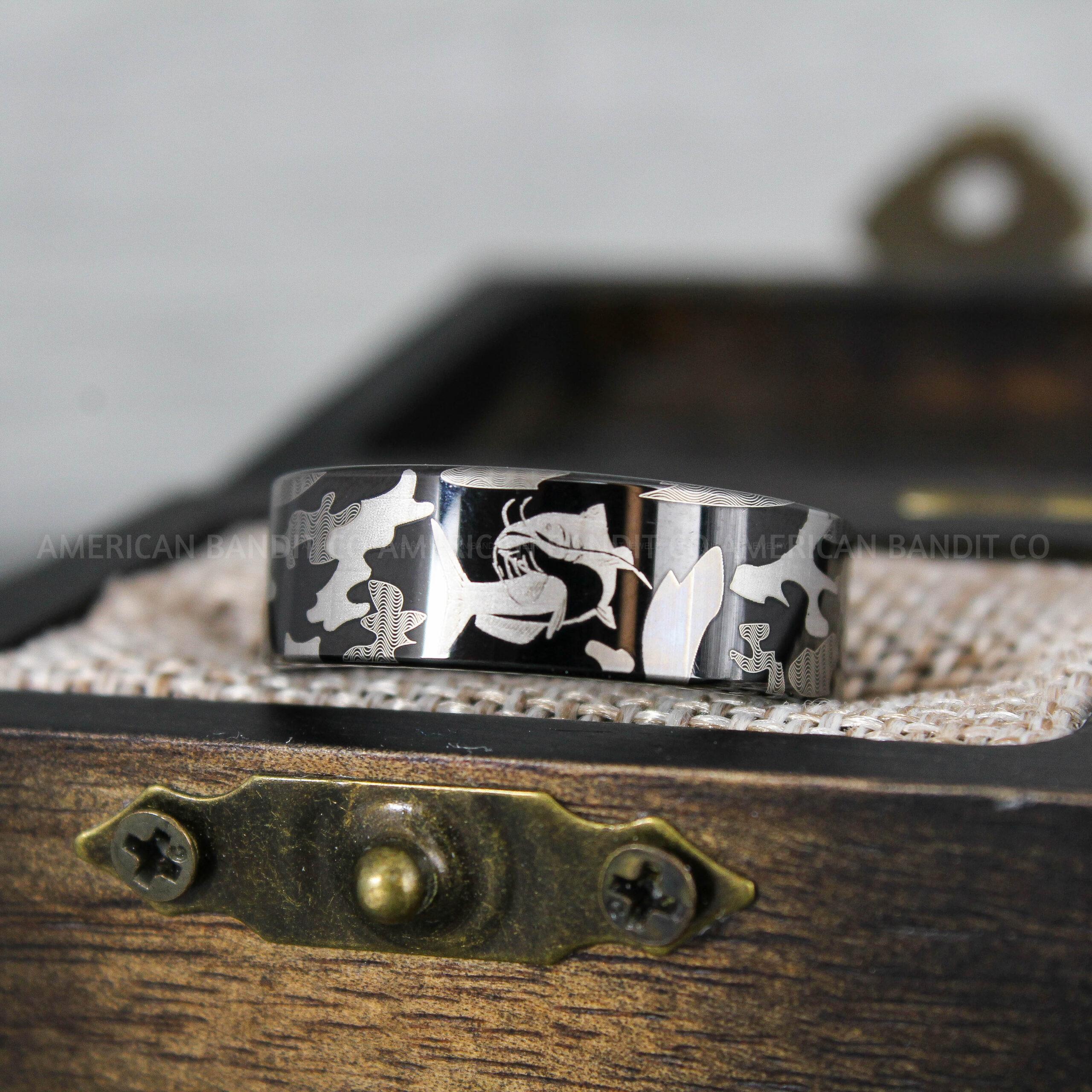 IMG_9631 Catfish Ring, Catfish Jewelry, Fishing Ring, Fisherman Ring, Catfish Wedding Ring, Hunting Ring, Fish Hooks Ring - Image 1