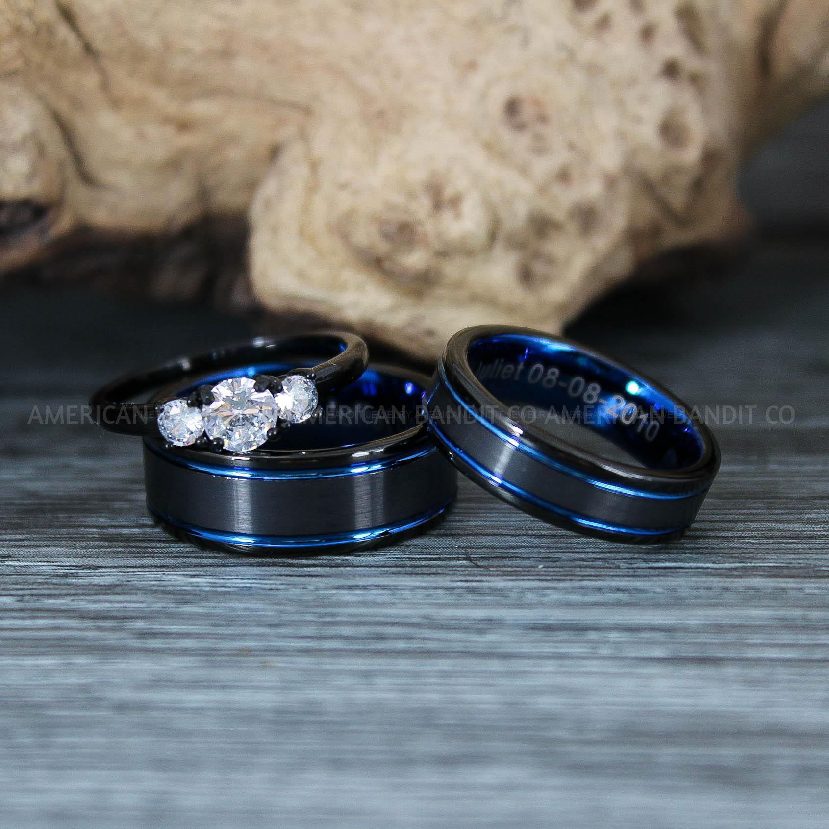 IMG_9662 Black Rings, Couple Ring Set, Black Wedding Rings, Black Wedding Bands, Black Tungsten Wedding Rings - Image 1