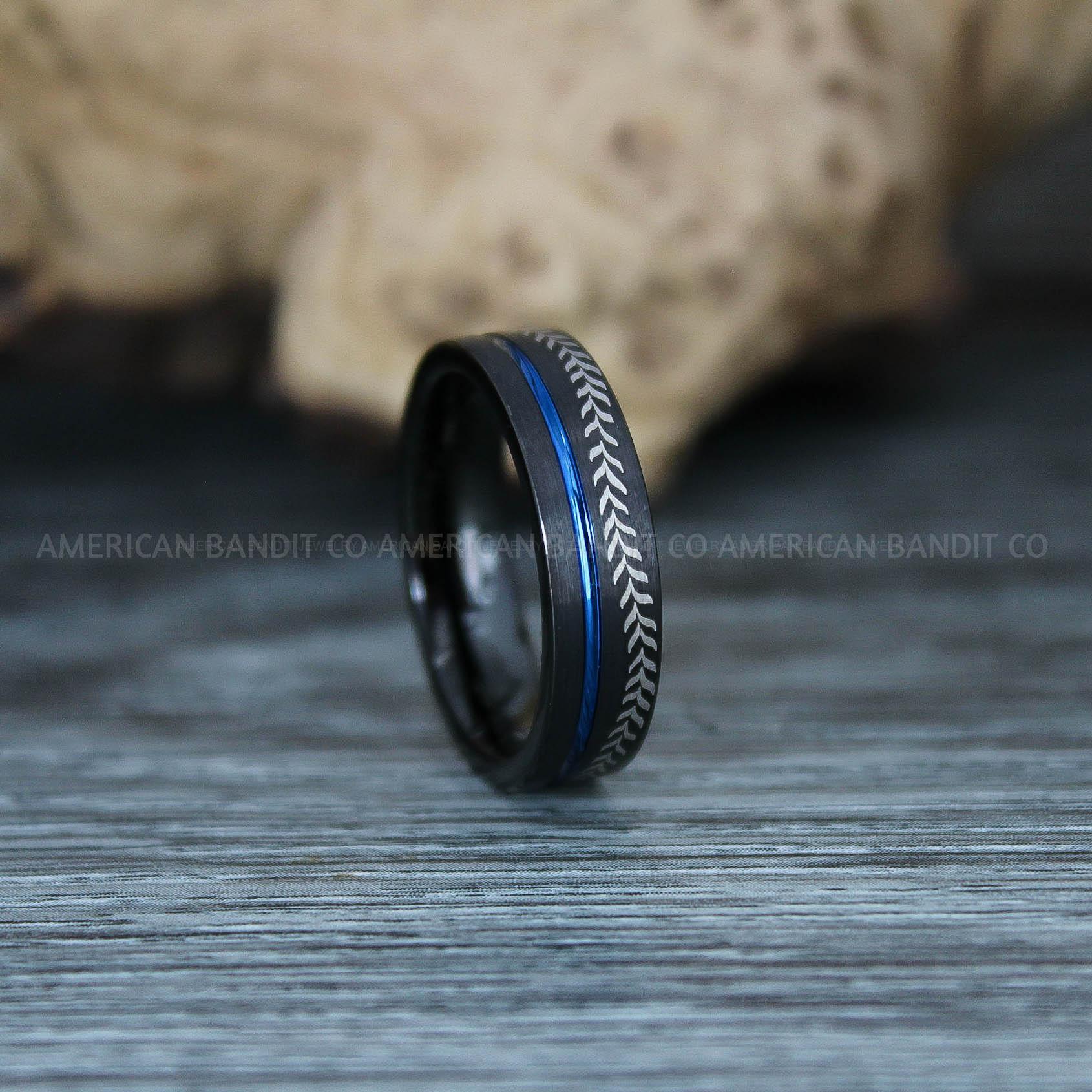 IMG_9672 Baseball Rings, Baseball Wedding Rings, Baseball Wedding Bands, Black Baseball Rings, Black Wedding Bands, Black Baseball Wedding Bands, Baseball Jewelry - Image 1