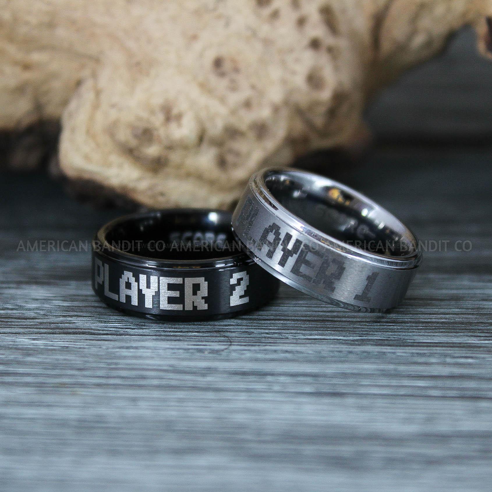 IMG_9676 Player 1 Player 2 Rings, Gamer Rings, Couple Rings, Gamer Couple Wedding Bands, Gamer Wedding Rings - Image 1