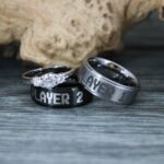 Player 1 Player 2 Rings, Gamer Rings, Couple Rings, Gamer Couple Wedding Bands, Gamer Wedding Rings
