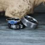 Player 1 Player 2 Rings, Gamer Rings, Couple Rings, Gamer Couple Wedding Bands, Gamer Wedding Rings