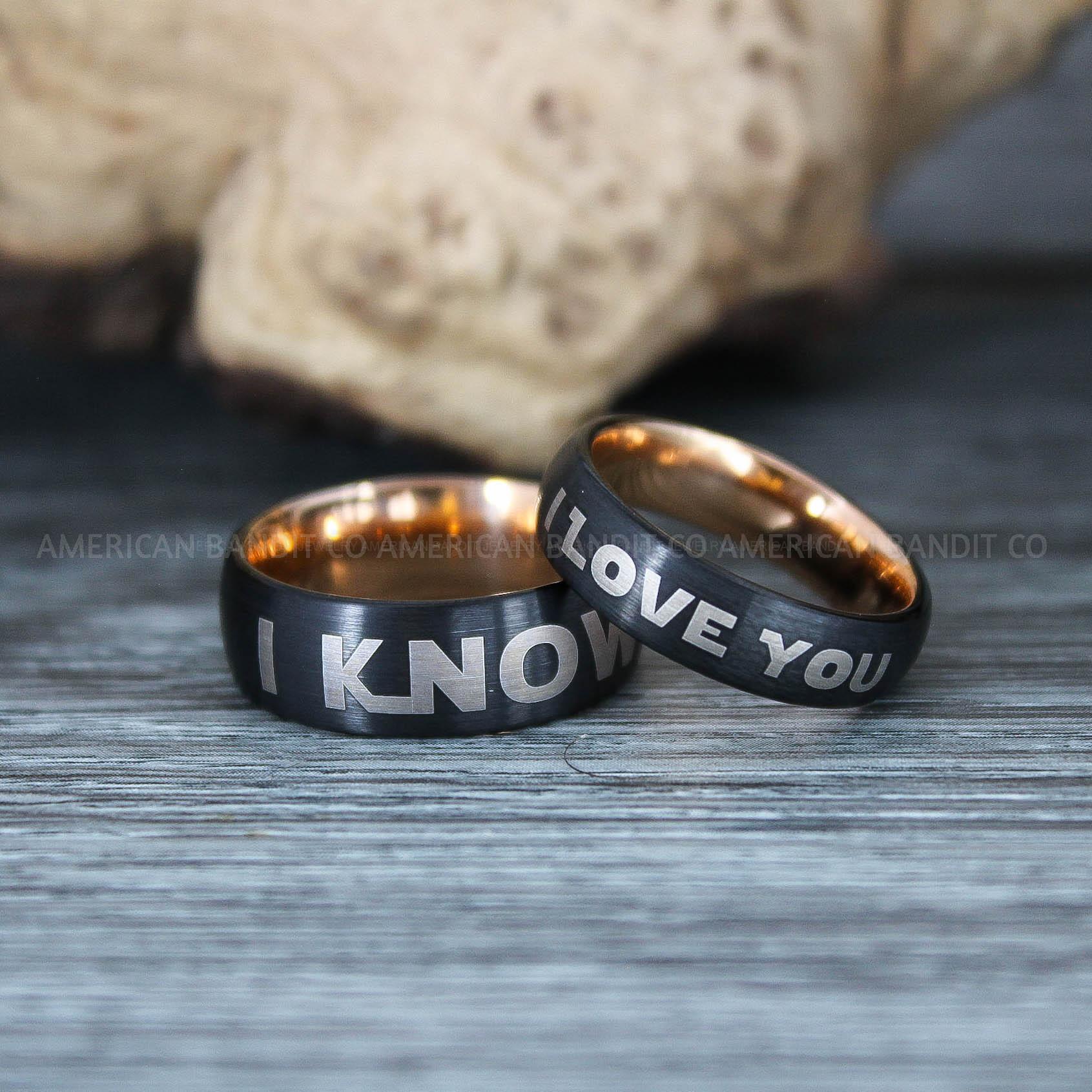 IMG_9683 I Love You I Know Rings, Aurebesh Rings, Black Wedding Bands, Aurebesh Wedding Bands, Aurebesh Wedding Rings, Aurebesh Jewelry - Image 1